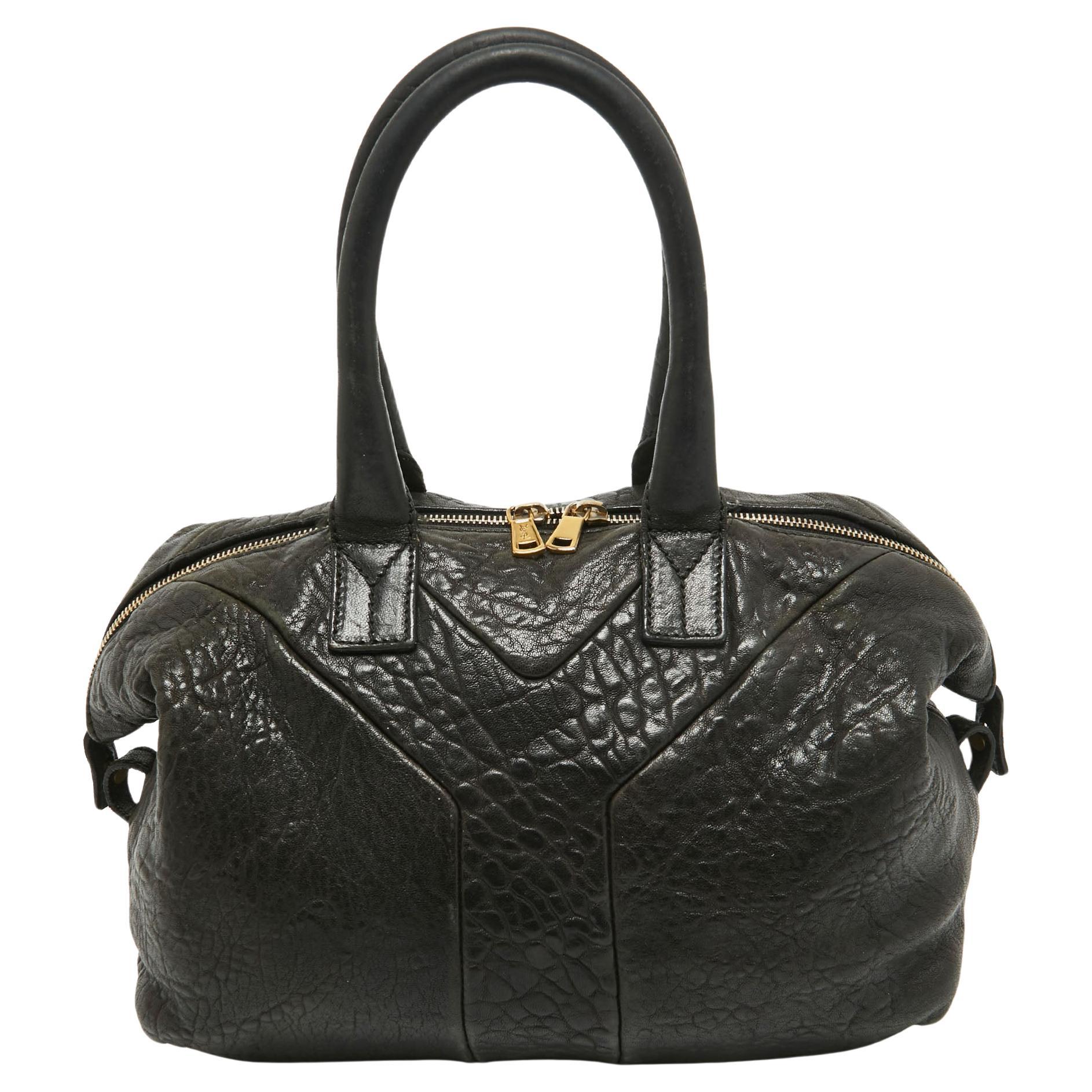 Yves Saint Laurent Black Leather Easy Y Boston Bag For Sale