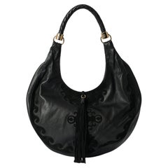 Yves Saint Laurent  Black Leather Hobo Bag with Tassel