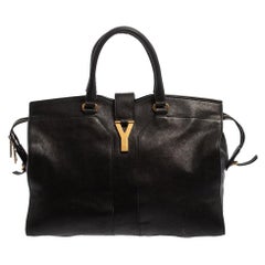 Yves Saint Laurent Black Leather Large Cabas Chyc Tote