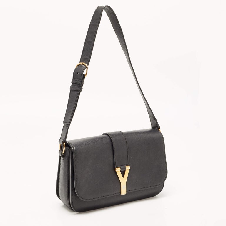 Yves Saint Laurent Black Leather Large Chyc Flap Shoulder Bag