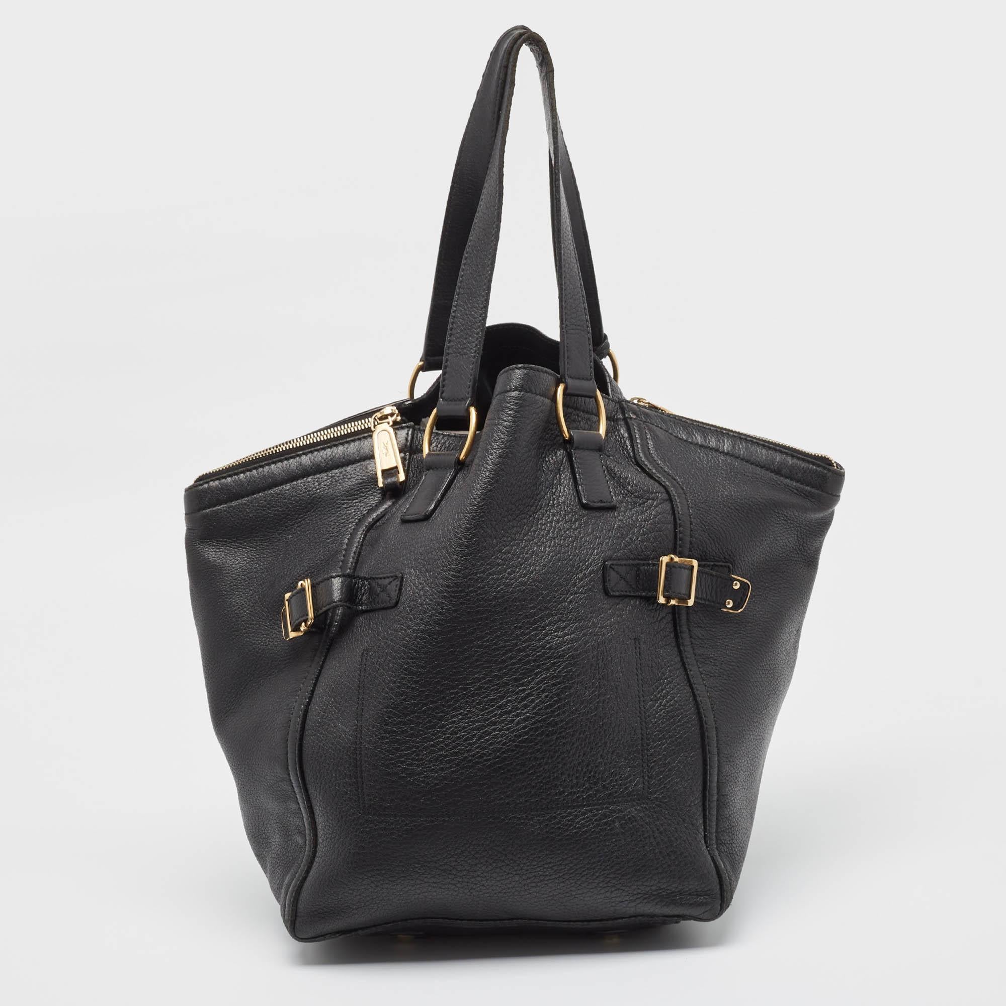 Women's Yves Saint Laurent Black Leather Large Downtown Tote
