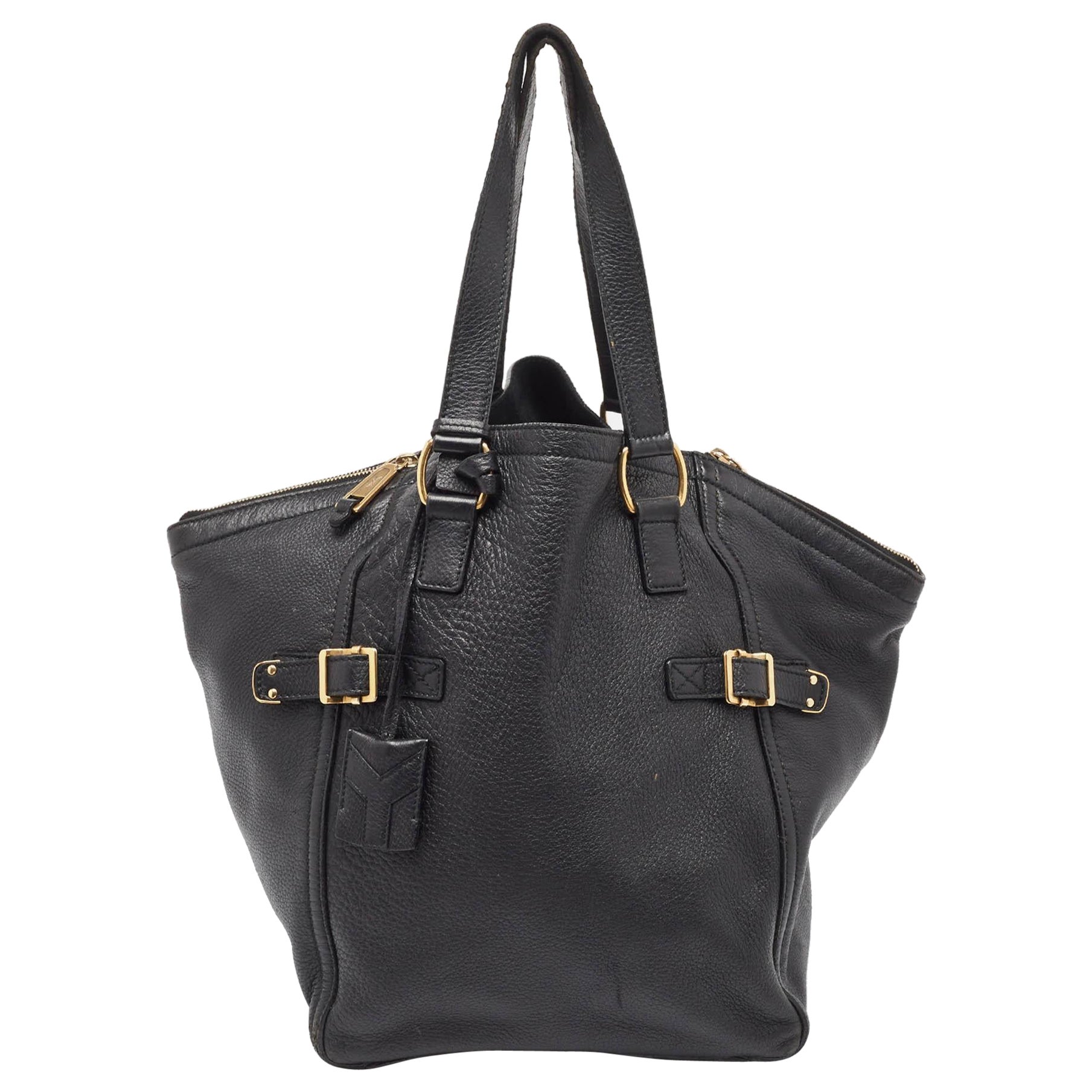 Yves Saint Laurent Black Leather Large Downtown Tote