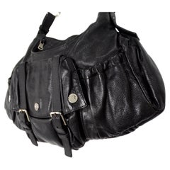Yves Saint Laurent Black Leather Mala Mala Horn Shoulder Bag circa Y2K