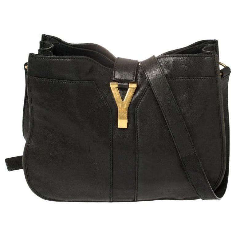 Yves Saint Laurent Black Leather Medium Cabas Chyc Shoulder Bag at 1stDibs