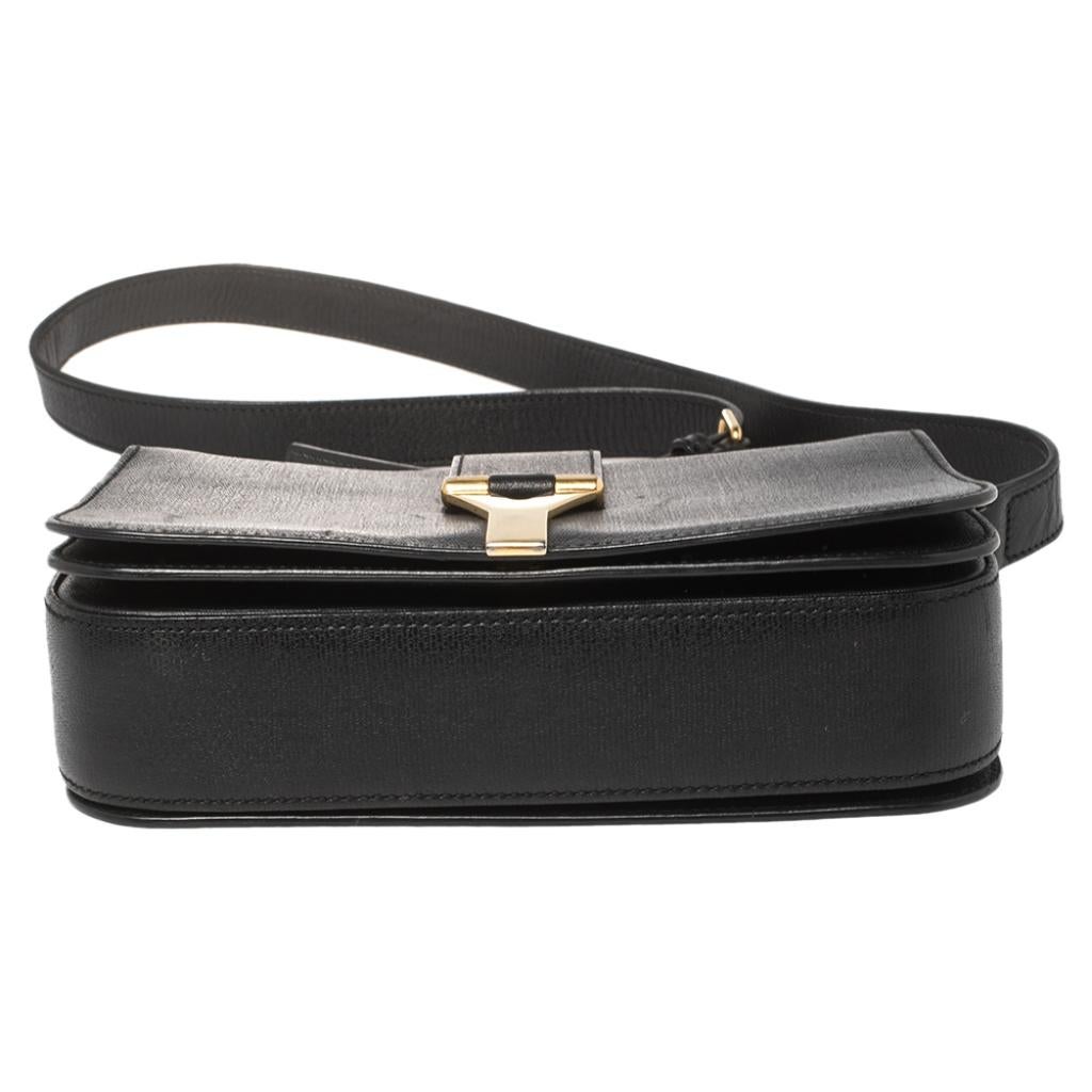 Yves Saint Laurent Black Leather Medium Chyc Flap Bag In Good Condition In Dubai, Al Qouz 2