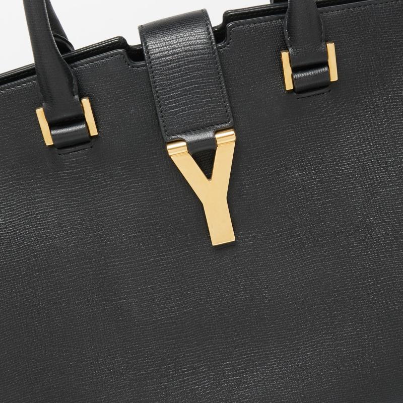 Yves Saint Laurent Black Leather Medium Y Cabas Chyc Tote 3