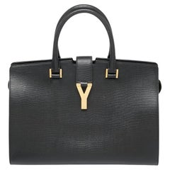 Yves Saint Laurent Schwarzes Leder Medium Y Cabas Chyc Tote