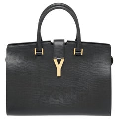 Yves Saint Laurent Black Leather Medium Y Cabas Chyc Tote