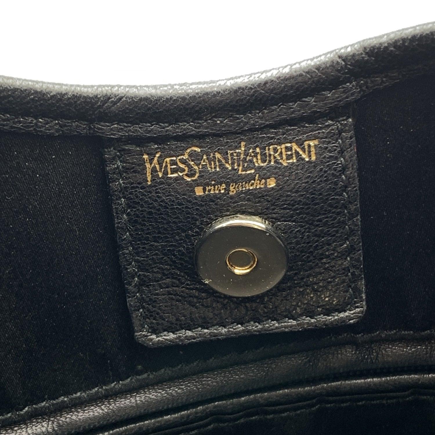 Yves Saint Laurent Black Leather Mombasa Hobo Bag Red Handle 3
