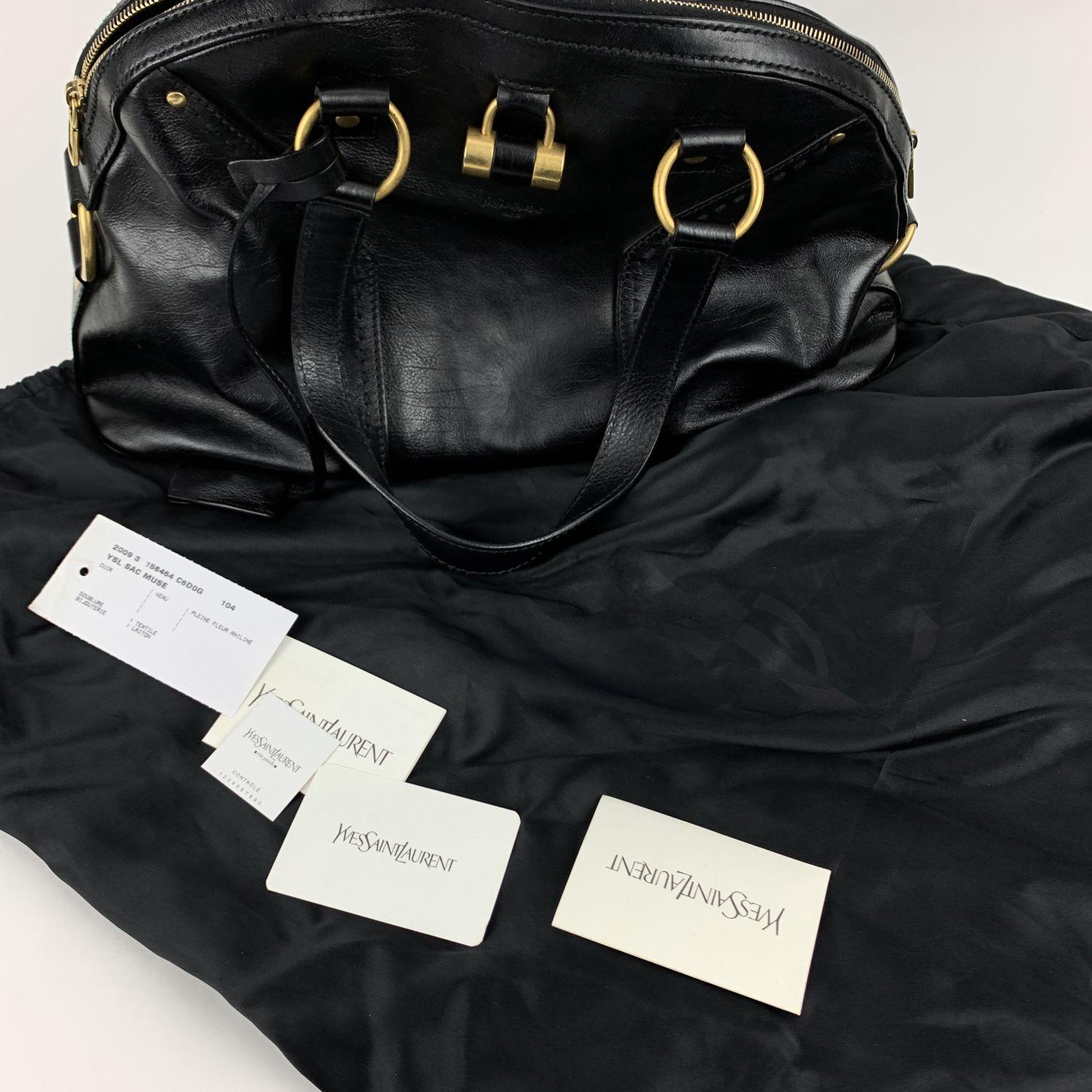 Yves Saint Laurent Black Leather Muse Tote Shoulder Bag 3