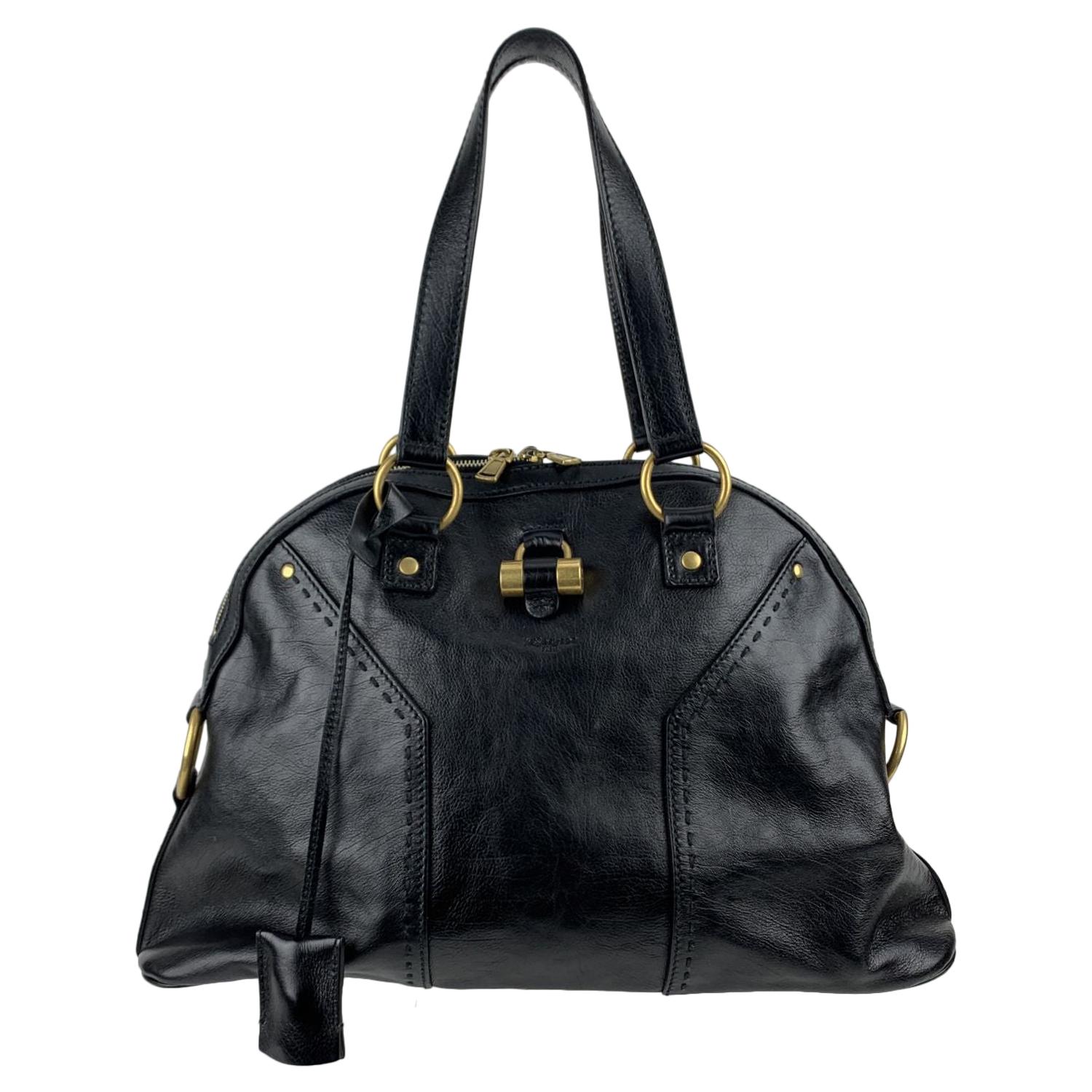 Yves Saint Laurent Black Leather Muse Tote Shoulder Bag