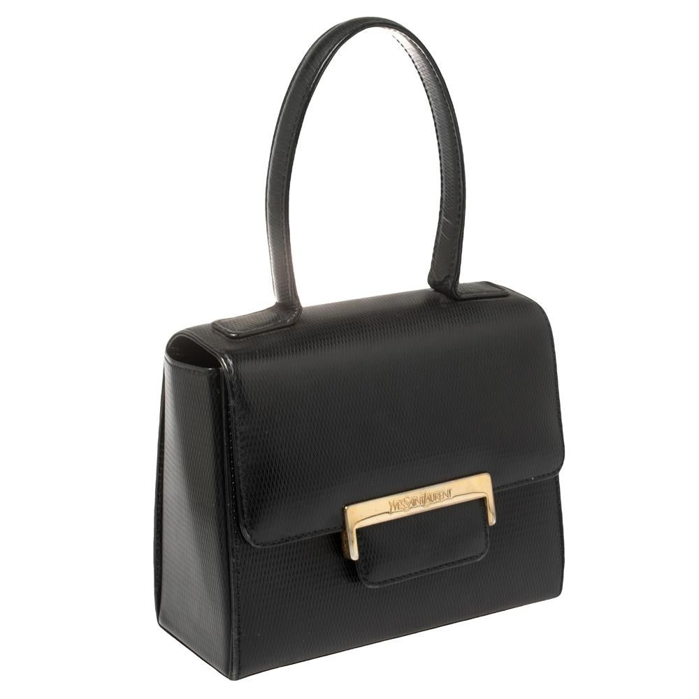 Yves Saint Laurent Black Leather Top Handle Bag In Good Condition In Dubai, Al Qouz 2