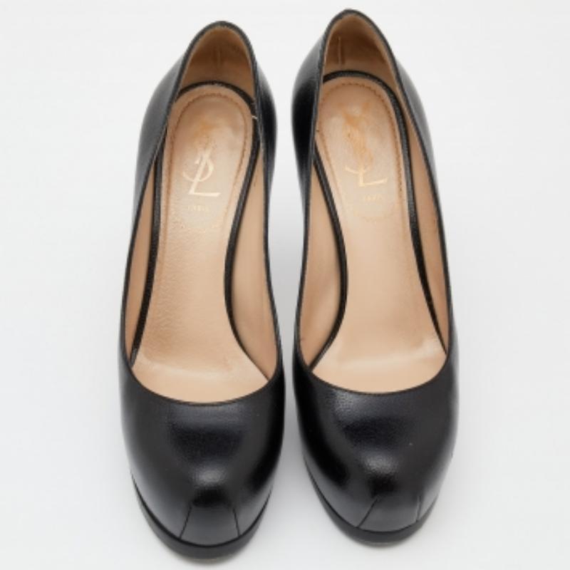 Yves Saint Laurent Schwarze Tribtoo Plateau-Pumps aus Leder Größe 36 im Zustand „Relativ gut“ im Angebot in Dubai, Al Qouz 2