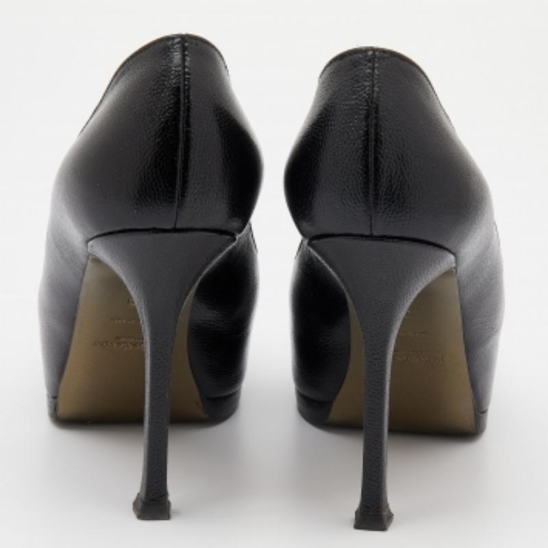 Yves Saint Laurent Schwarze Tribtoo Plateau-Pumps aus Leder Größe 36 im Angebot 2