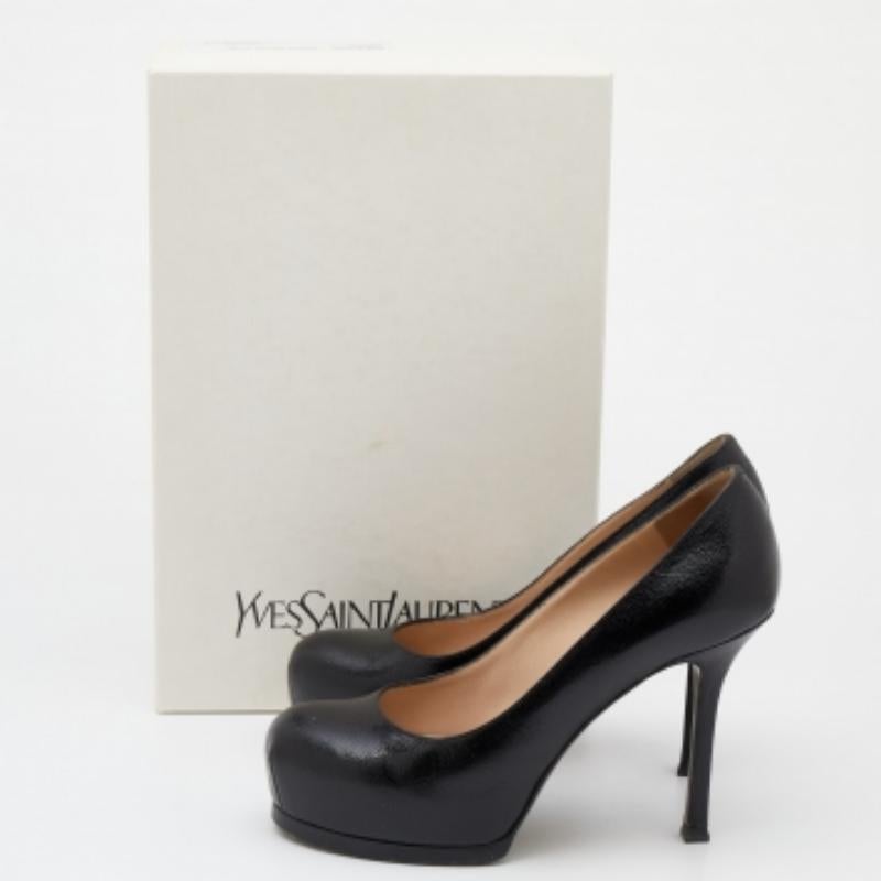 Yves Saint Laurent Schwarze Tribtoo Plateau-Pumps aus Leder Größe 36 im Angebot 4