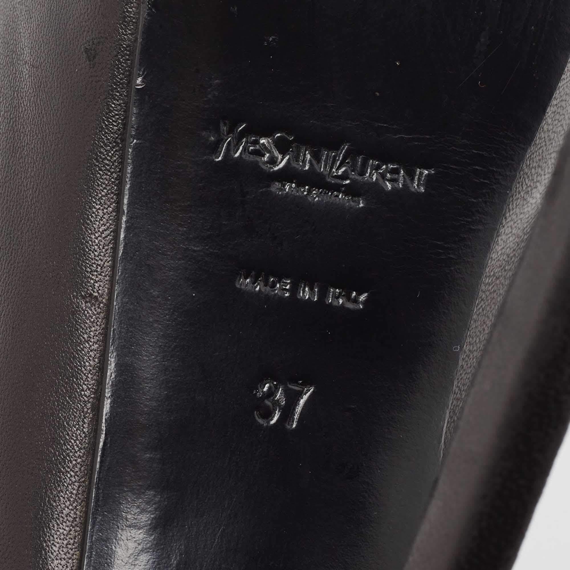 Yves Saint Laurent Black Leather Tribtoo Platform Pumps Size 37 For Sale 3
