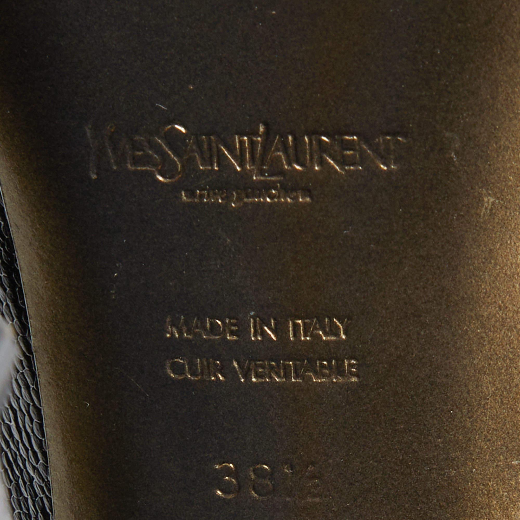 Yves Saint Laurent escarpins à plateforme en cuir noir Tribtoo Taille 38.5 en vente 2