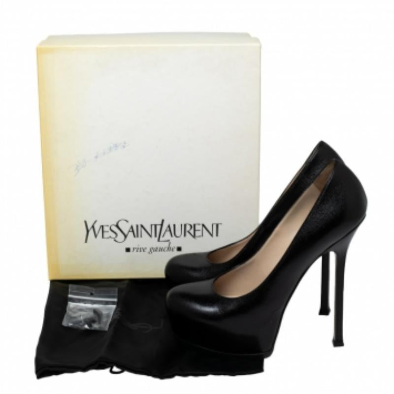 Noir Yves Saint Laurent escarpins à plateforme en cuir noir Tribtoo Taille 40 en vente