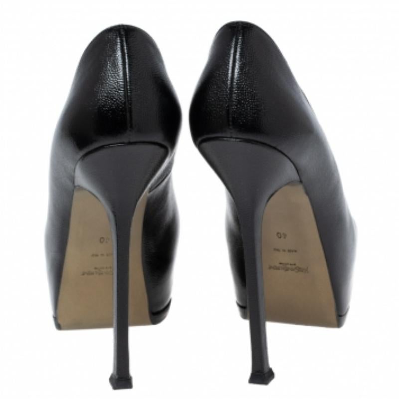 Yves Saint Laurent escarpins à plateforme en cuir noir Tribtoo Taille 40 Pour femmes en vente