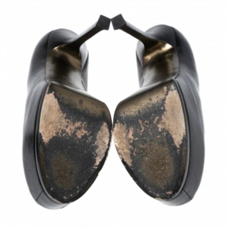 Yves Saint Laurent escarpins à plateforme en cuir noir Tribtoo Taille 40 en vente 2