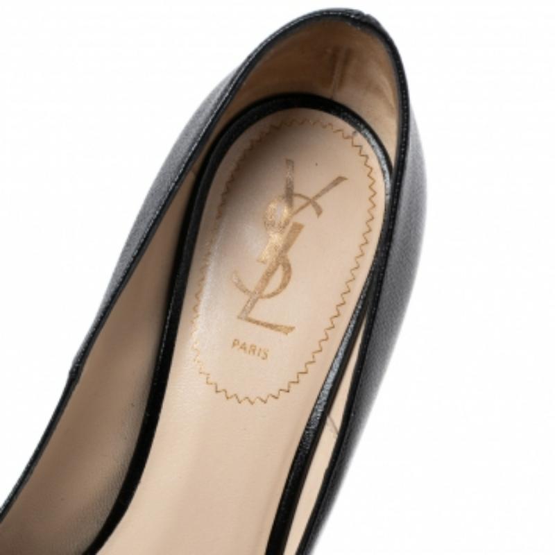 Yves Saint Laurent escarpins à plateforme en cuir noir Tribtoo Taille 40 en vente 3