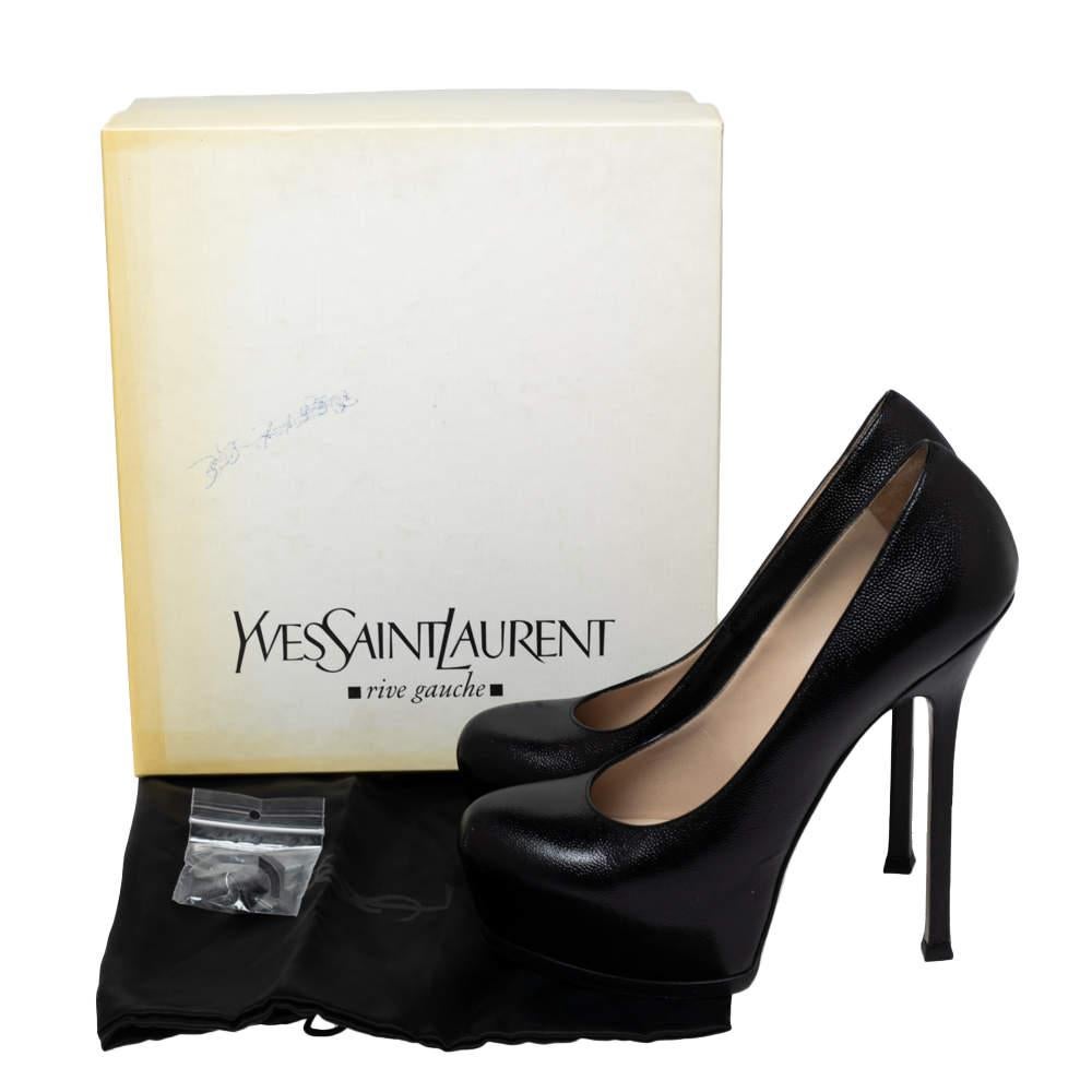 Yves Saint Laurent Black Leather Tribtoo Platform Pumps Size 40 5