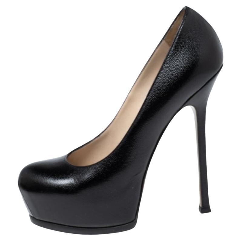 Yves Saint Laurent escarpins à plateforme en cuir noir Tribtoo Taille 40 en vente