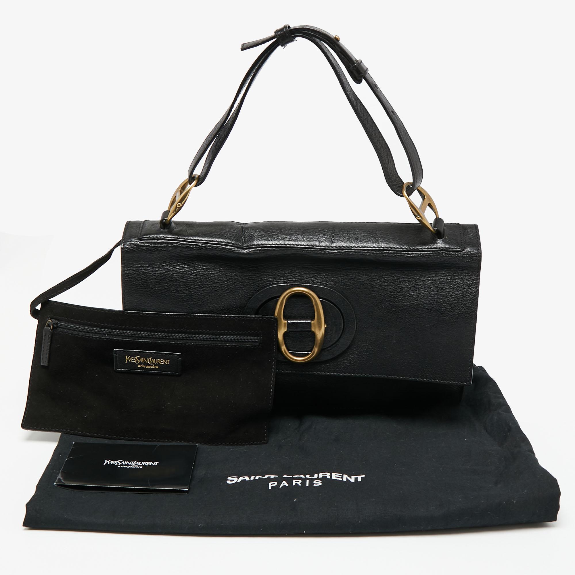 Yves Saint Laurent Black Leather Turnlock Buckle Flap Top Handle Bag 7