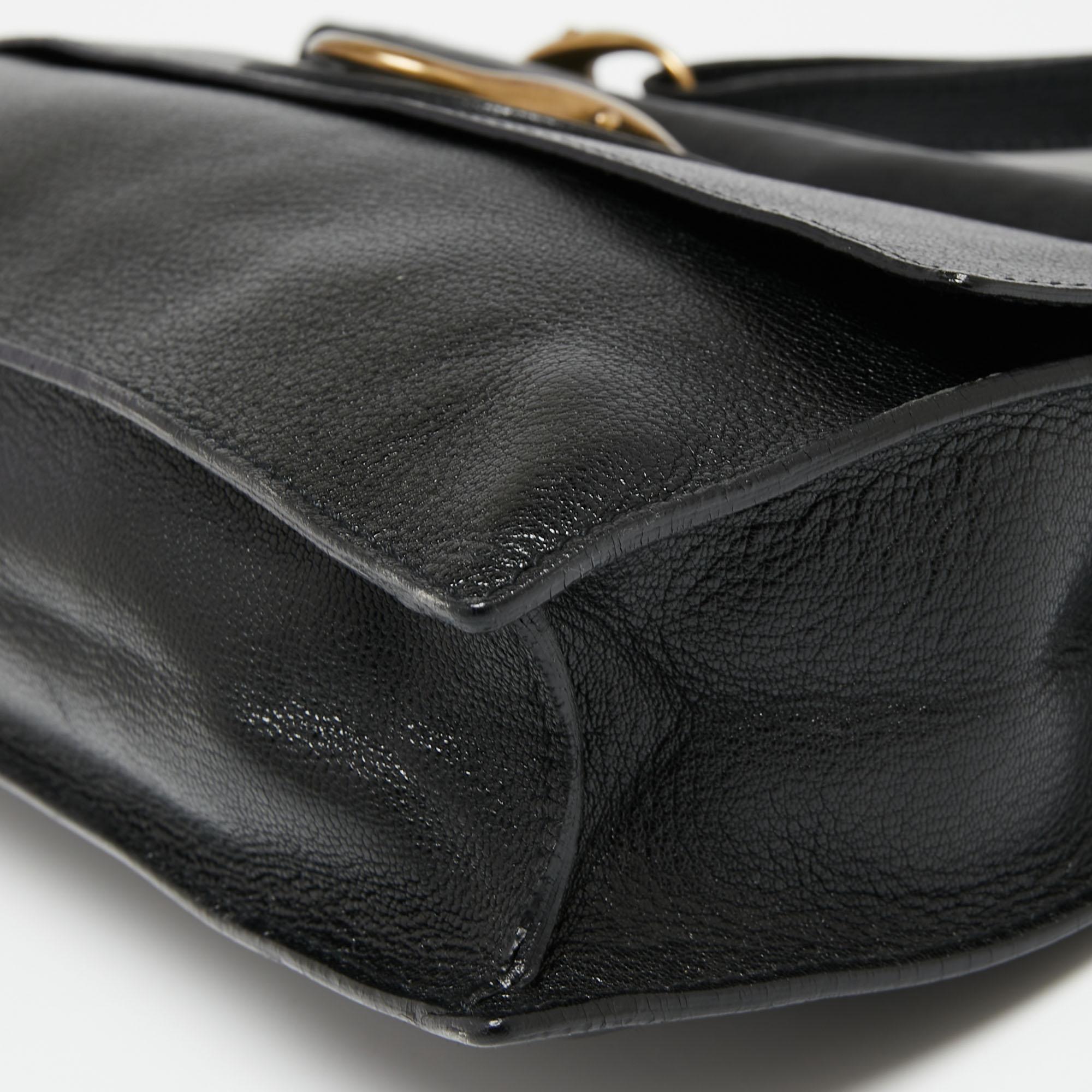 Yves Saint Laurent Black Leather Turnlock Buckle Flap Top Handle Bag 4