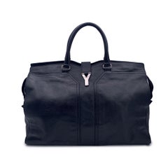 Yves Saint Laurent Black Leather Y Cabas Chyc Large Travel Bag