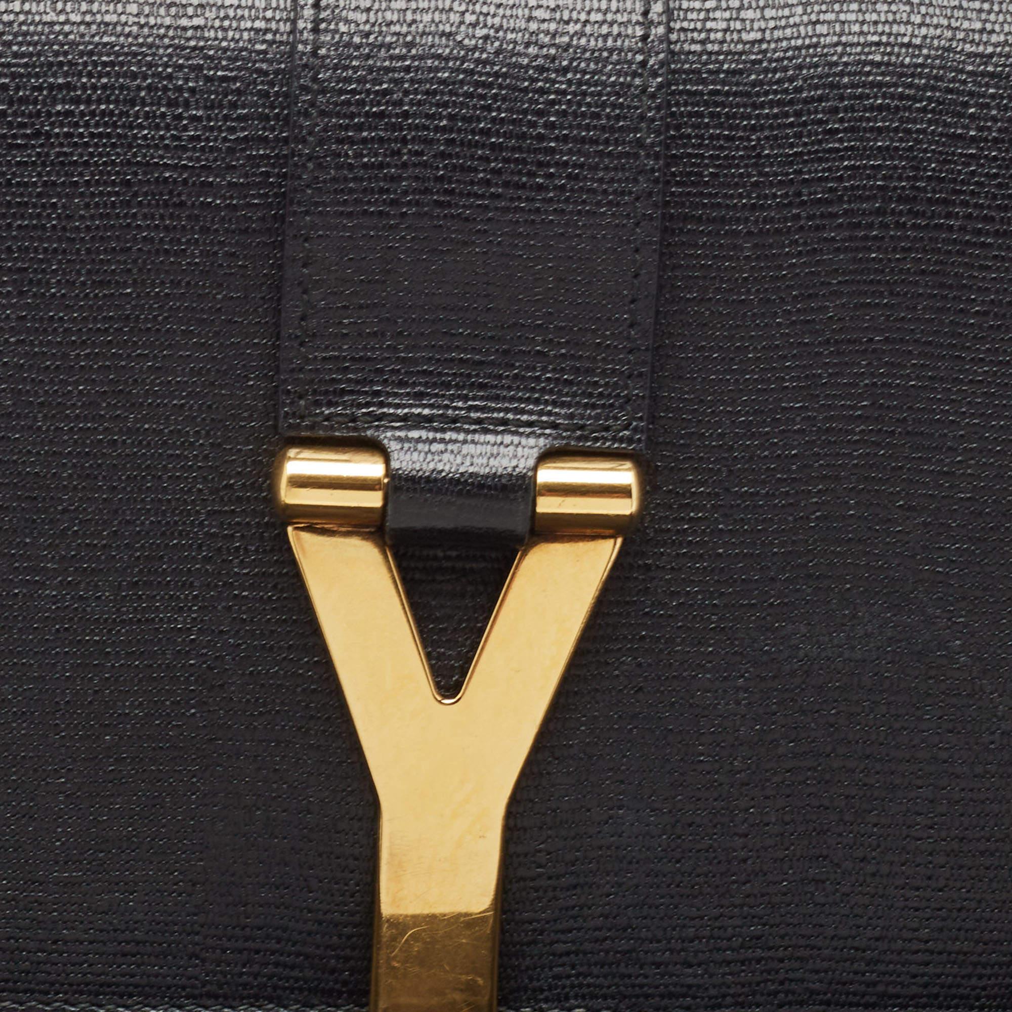 Yves Saint Laurent Black Leather Y-Ligne Clutch For Sale 7