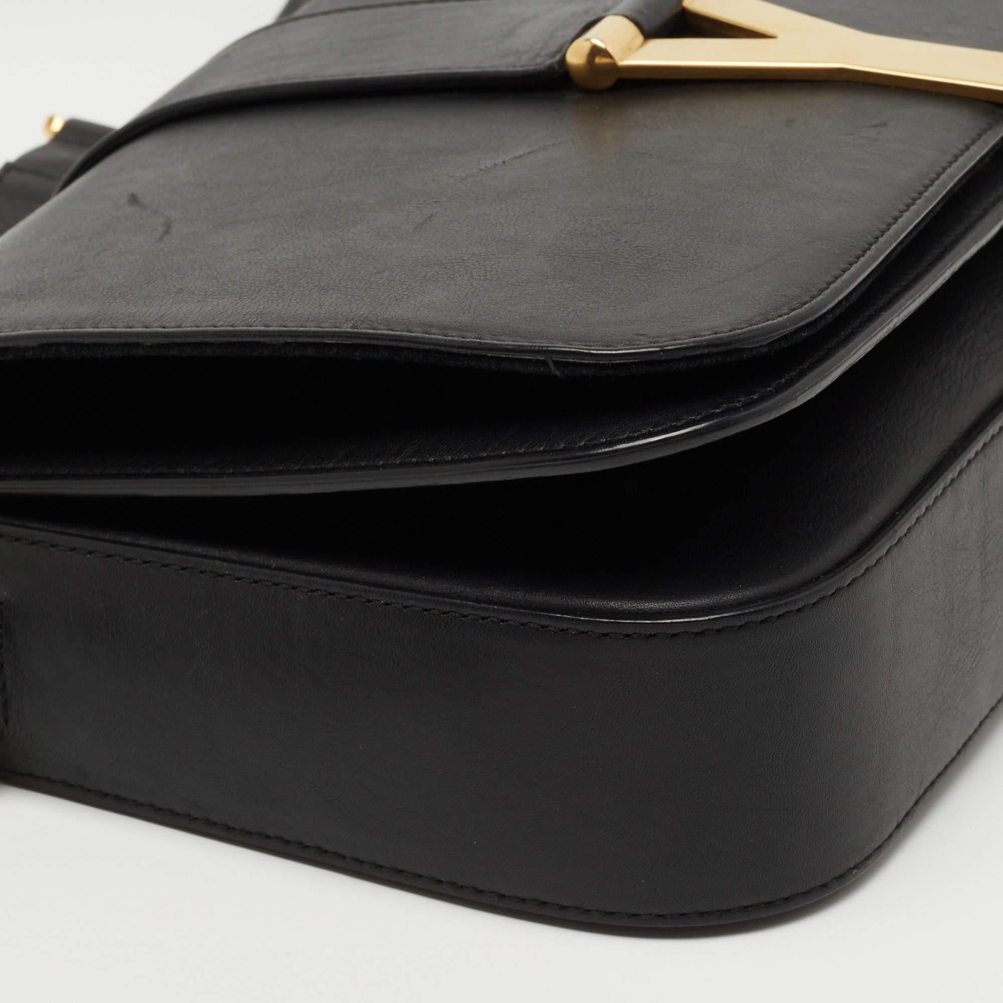 Yves Saint Laurent Black Leather Y-Ligne Flap Shoulder Bag 6