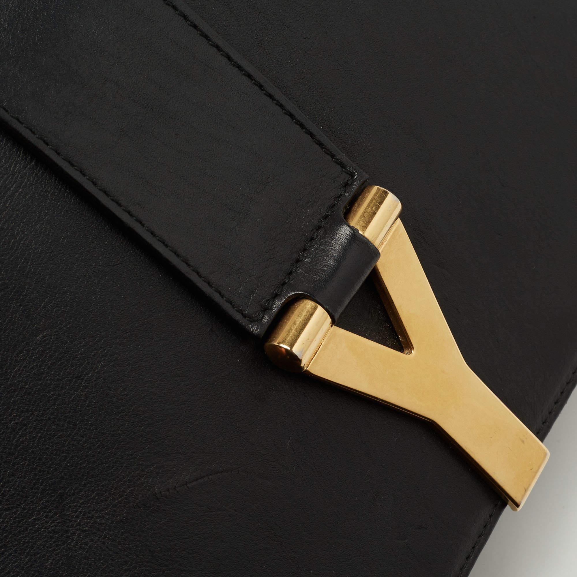 Yves Saint Laurent Black Leather Y-Ligne Flap Shoulder Bag 11