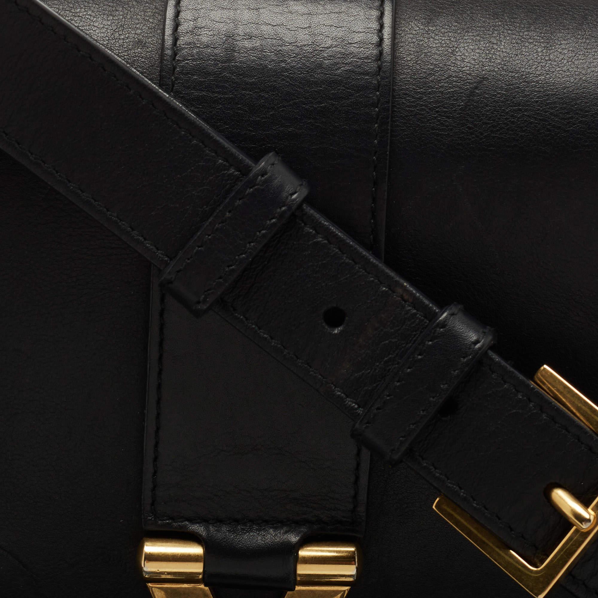 Yves Saint Laurent Black Leather Y-Ligne Flap Shoulder Bag 13