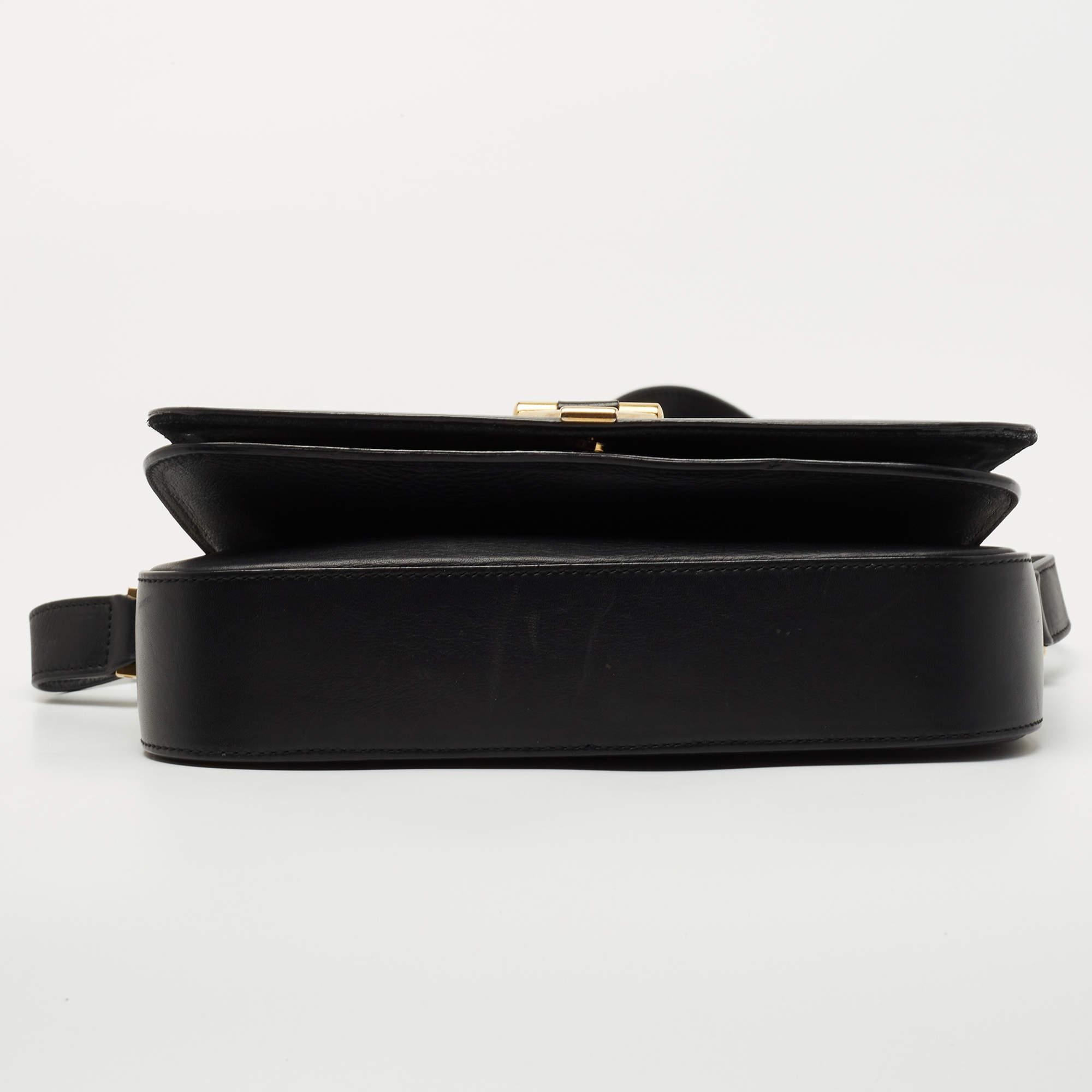 Women's Yves Saint Laurent Black Leather Y-Ligne Flap Shoulder Bag