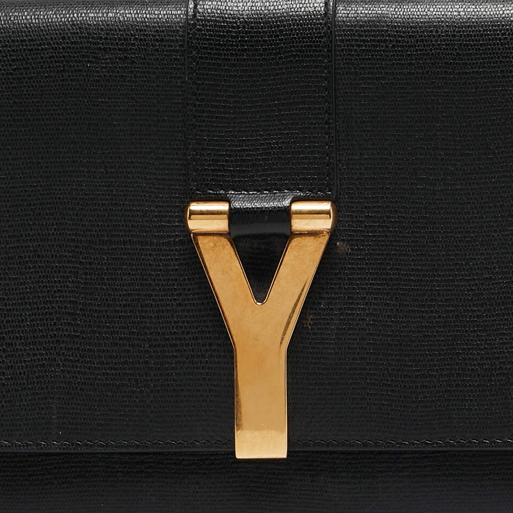 Yves Saint Laurent Black Leather Y Line Clutch 7