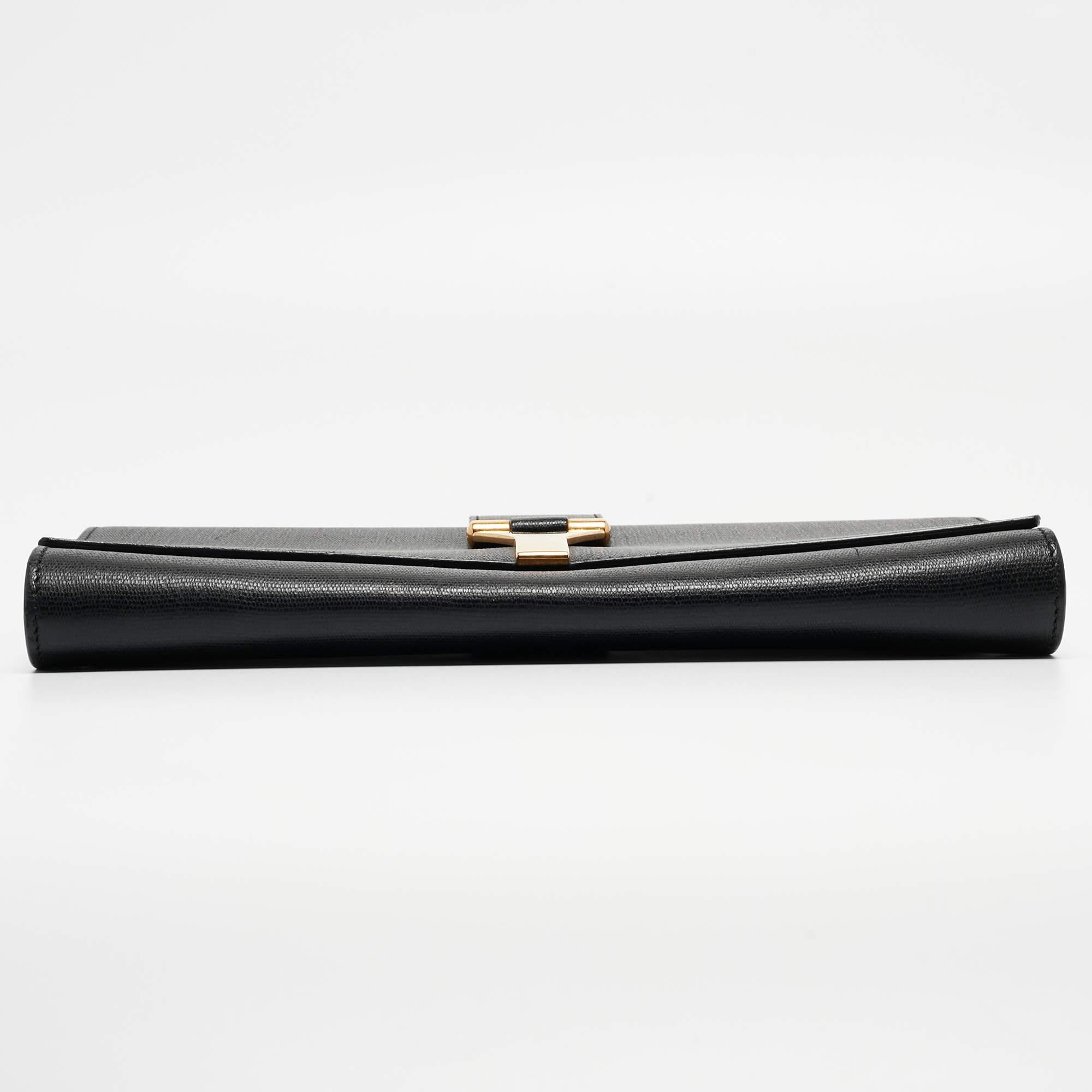 Yves Saint Laurent Black Leather Y Line Clutch 9