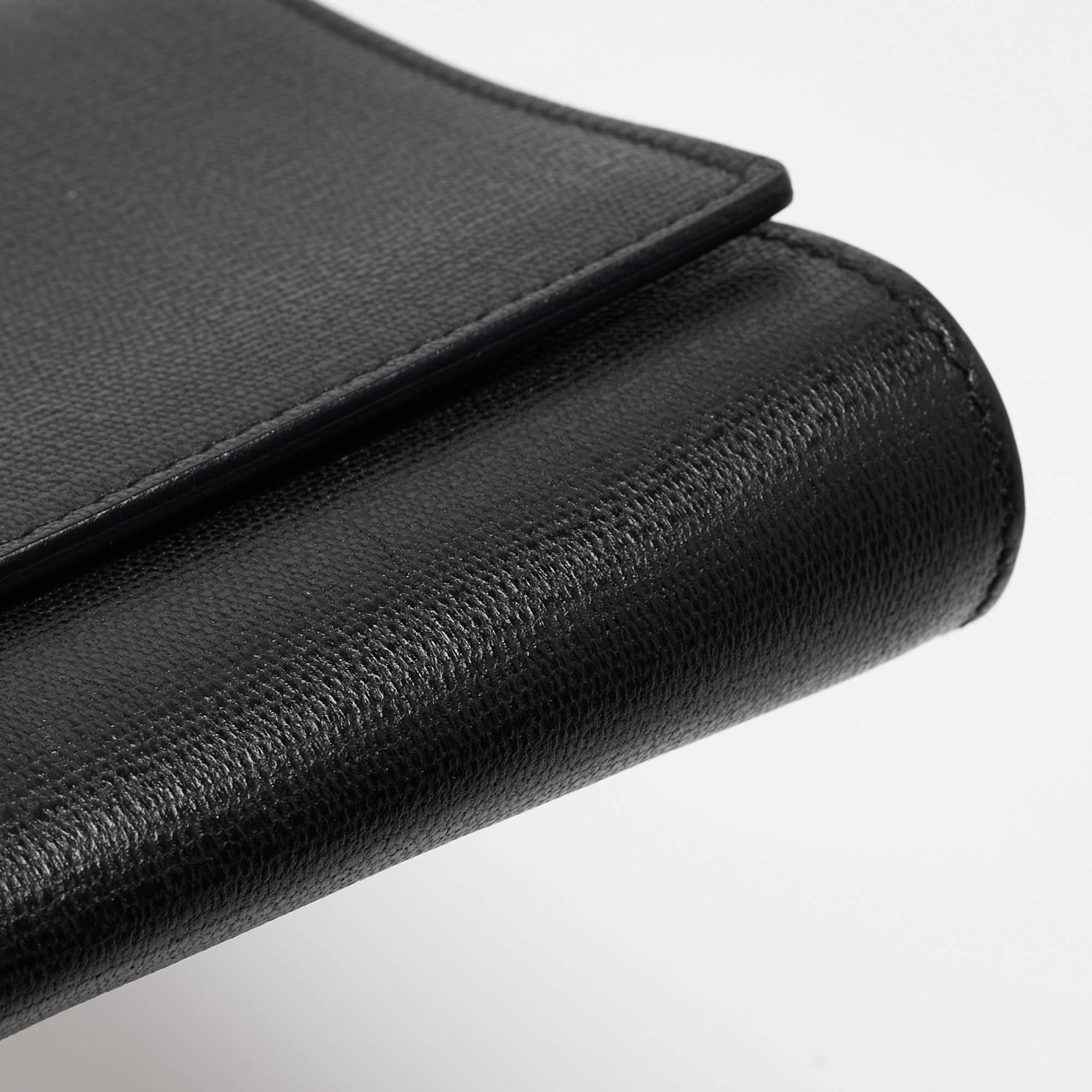 Yves Saint Laurent Black Leather Y Line Clutch 13