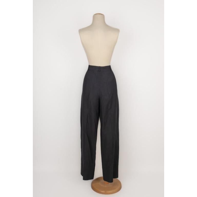 Nero Pantaloni in lino e seta neri di Yves Saint Laurent in vendita