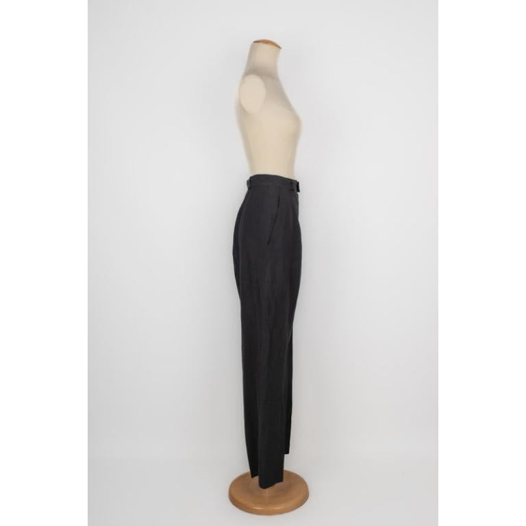 Pantaloni in lino e seta neri di Yves Saint Laurent In condizioni ottime in vendita a SAINT-OUEN-SUR-SEINE, FR
