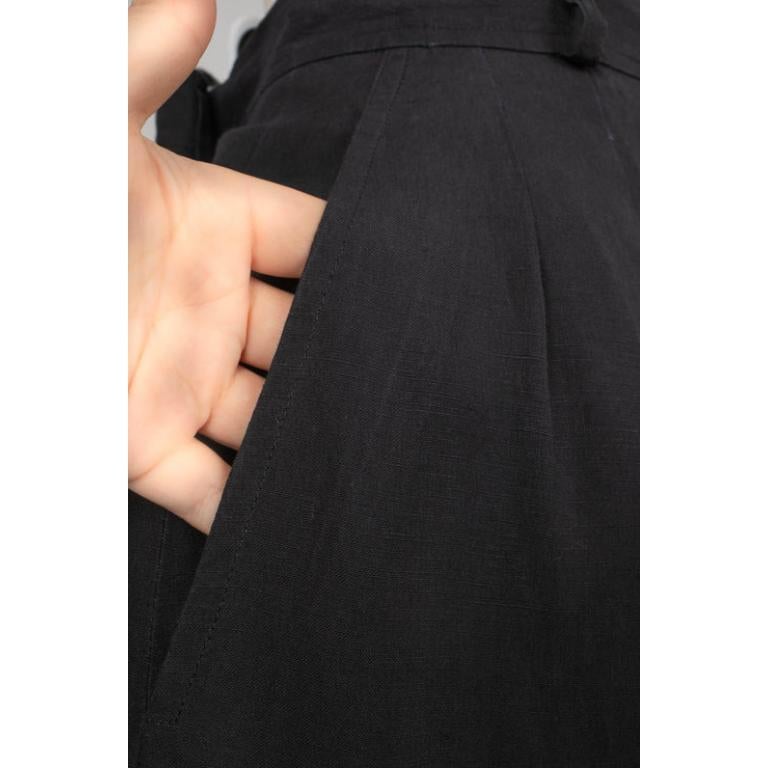 Pantaloni in lino e seta neri di Yves Saint Laurent in vendita 1
