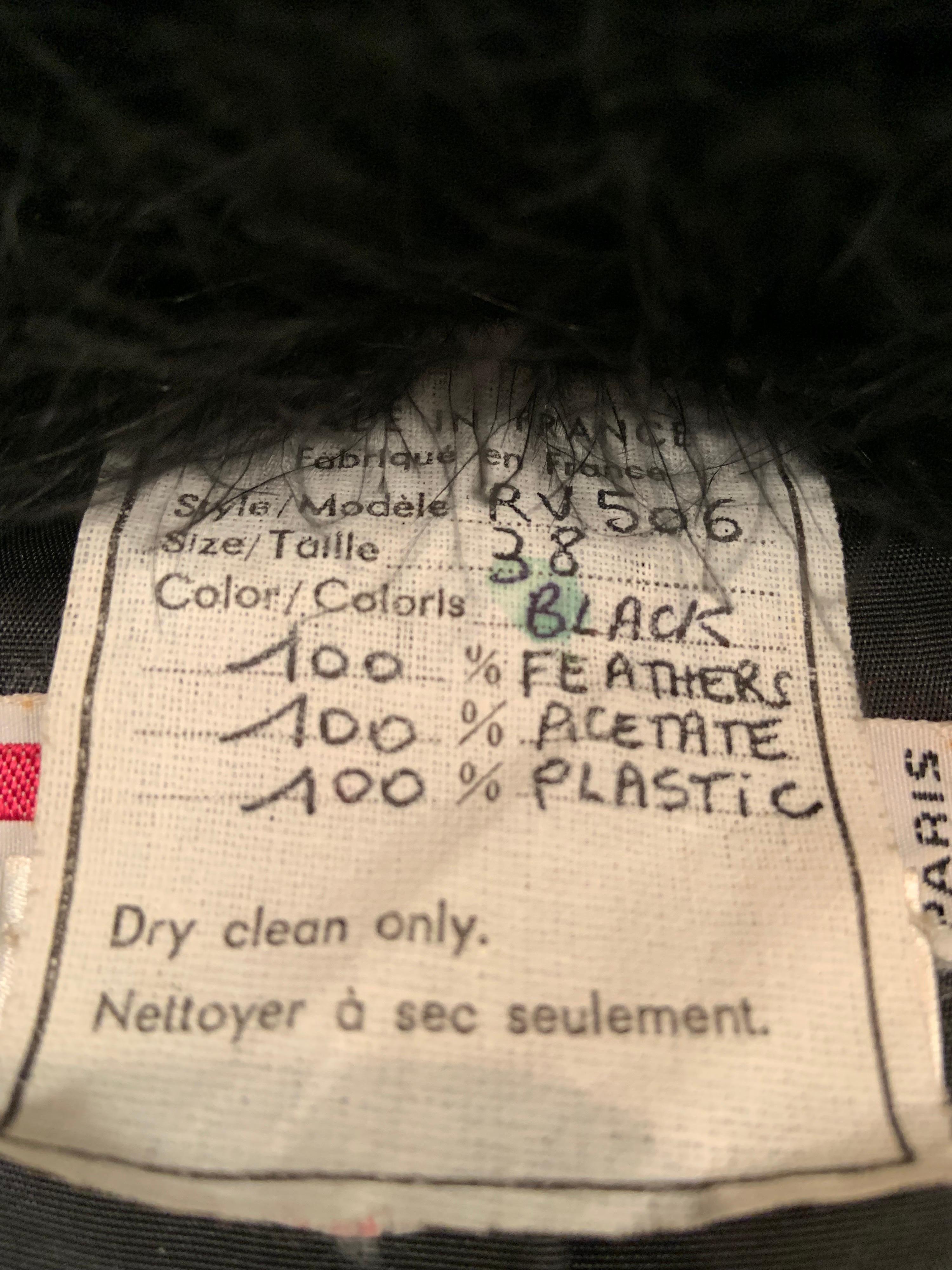 Yves Saint Laurent Black Marabou Feather Coat Dangling Clear Plastic Prisms 5