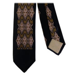 YVES SAINT LAURENT Black Multi-Color Geometric Silk Tie