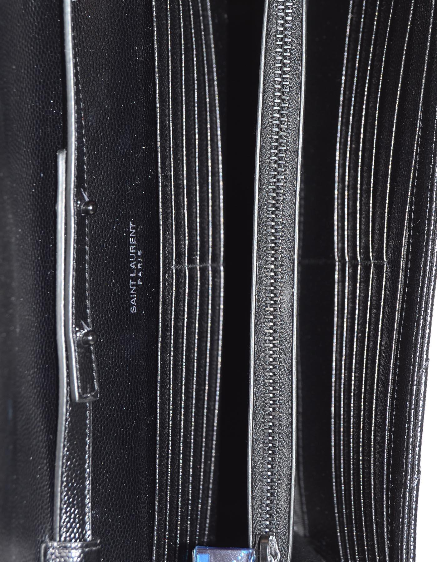 Yves Saint Laurent Black On Black Caviar Leather Grain De Poudre Matelasse WOC In Excellent Condition In New York, NY