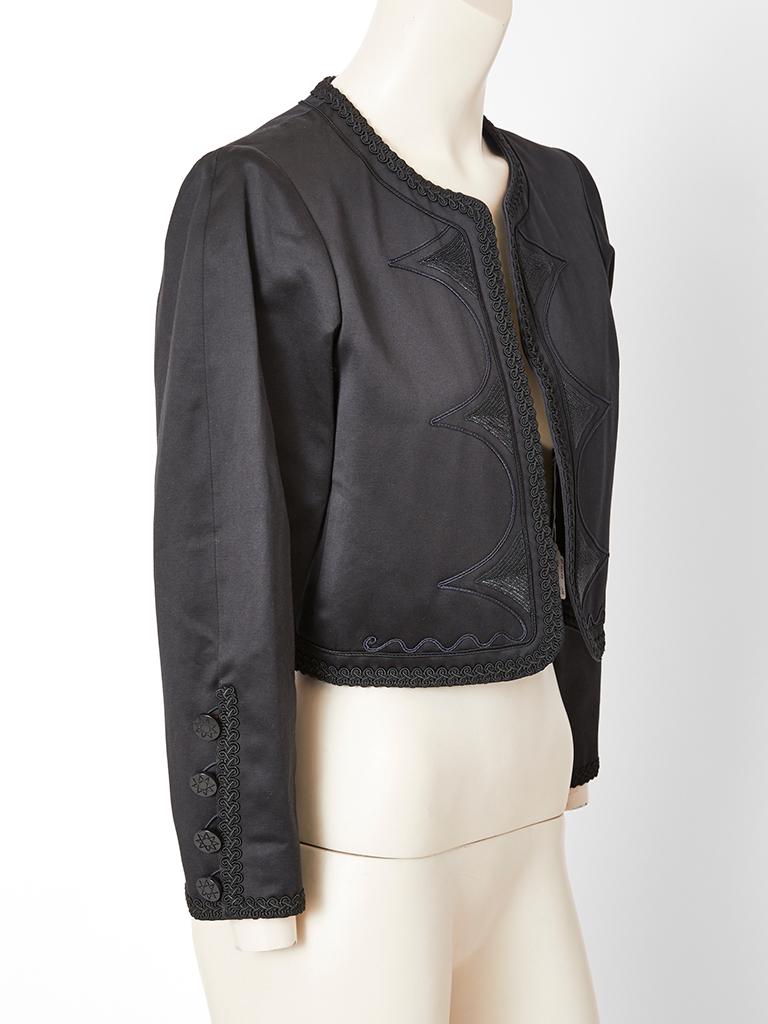 Yves Saint Laurent Black on Black Cropped Jacket In Good Condition In New York, NY