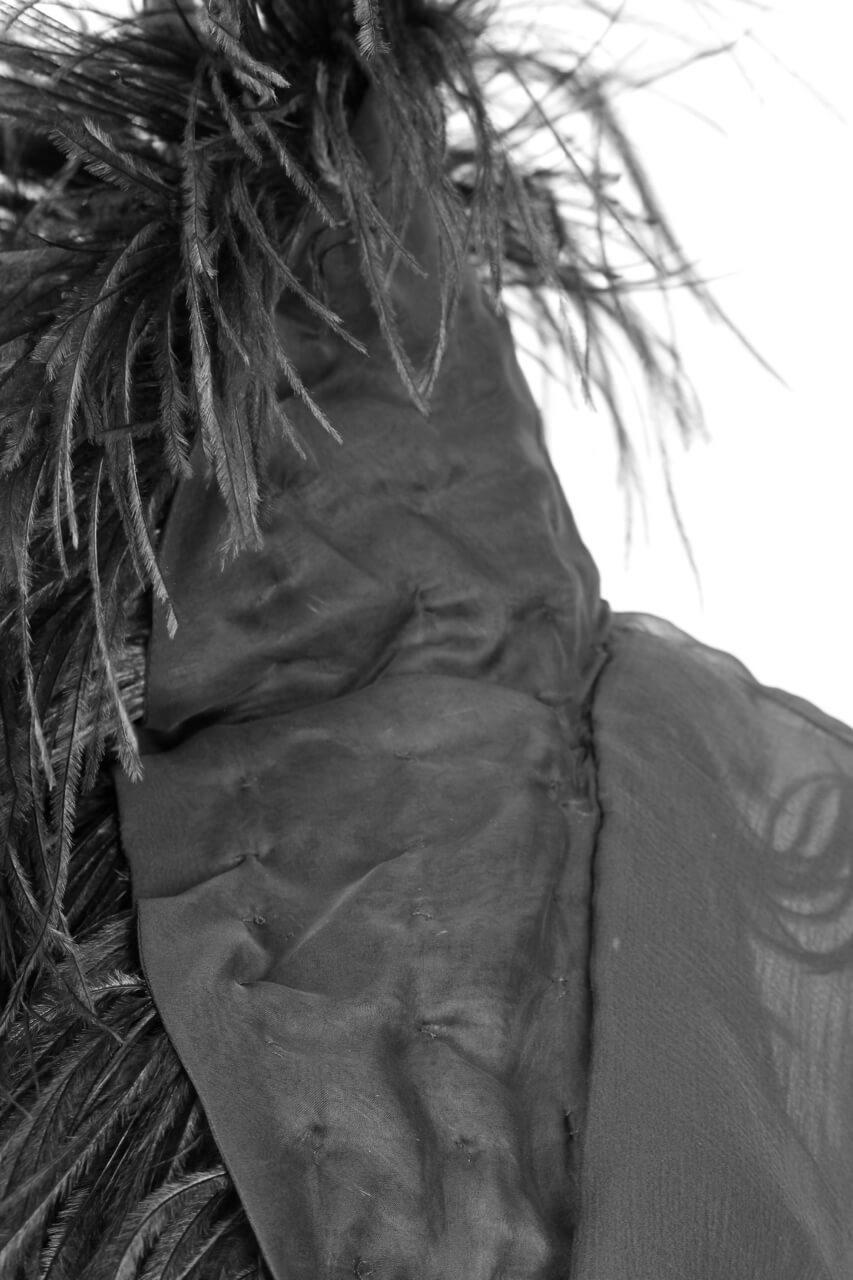 Yves Saint Laurent Black Ostrich Feather Chiffon Wrap Blouse, circa 1969 5