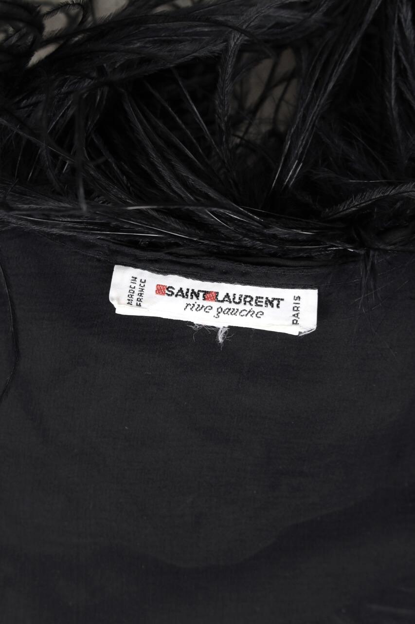 Yves Saint Laurent Black Ostrich Feather Chiffon Wrap Blouse, circa 1969 6