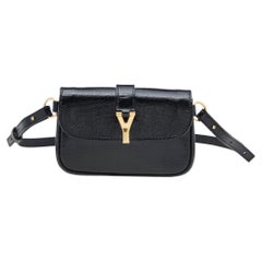 Yves Saint Laurent Black Patent Chyc Mini Belt Bag