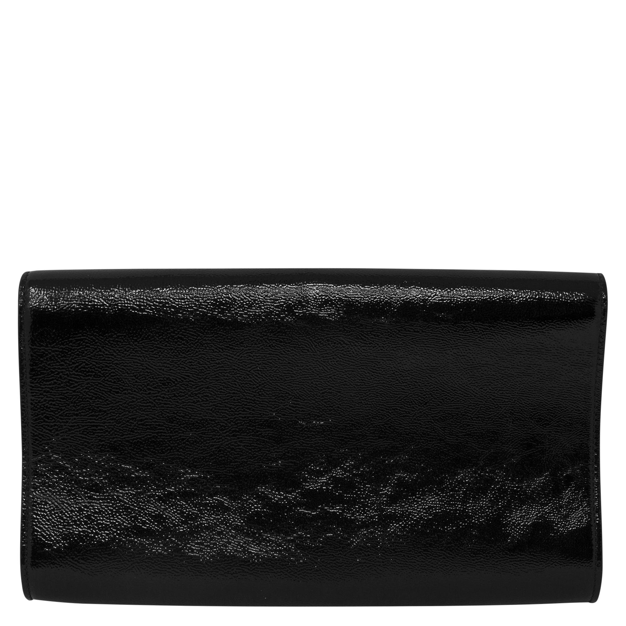 Yves Saint Laurent Black Patent Clutch In Excellent Condition For Sale In Atlanta, GA