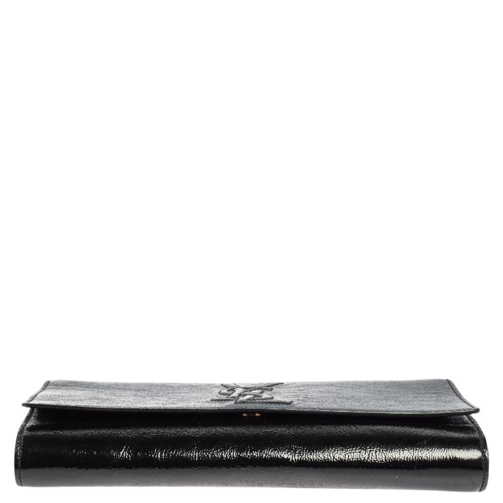 Yves Saint Laurent Black Patent Leather Belle De Jour Flap Clutch 4